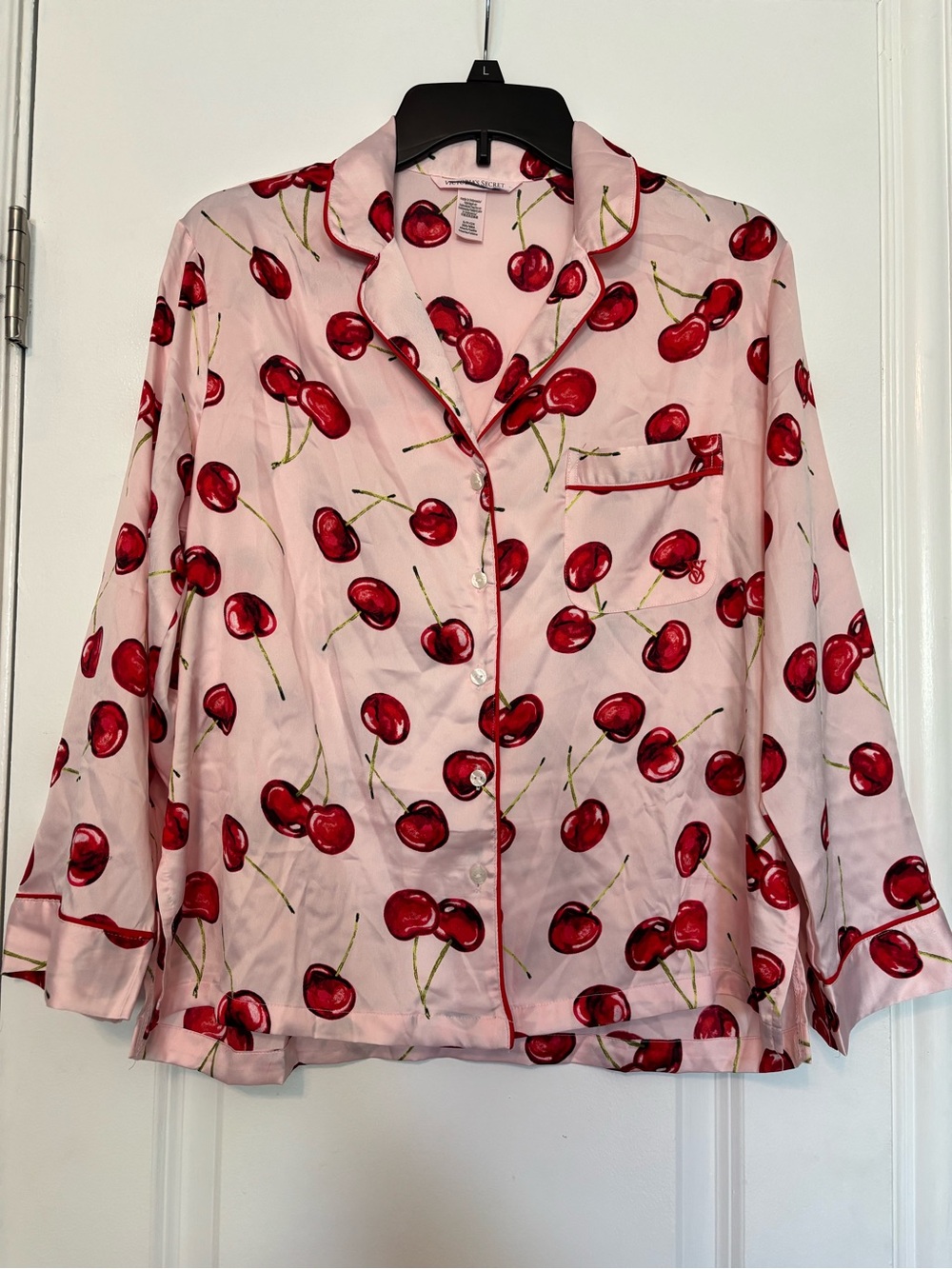 Victoria's Secret Pink Cherry-Print Button Down Night Shirt Small